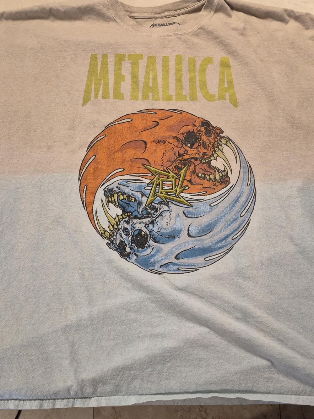 Metallica Short Sleeve Graphic Tee - Orange & Blue Skull Yin-Yang